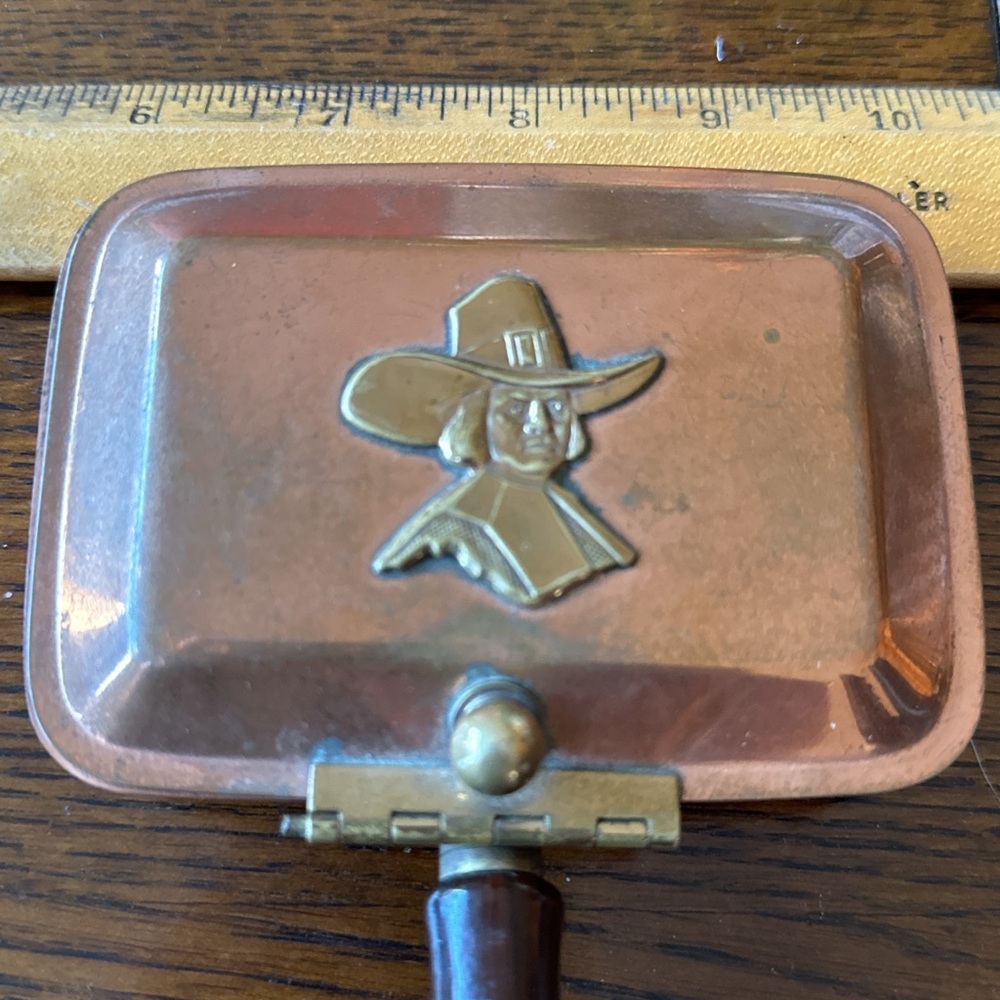 Vintage Copper Crumb Tray Pilgrim Emblem